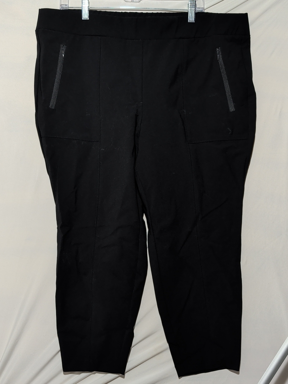 Lane Bryant Ponte-like Fabric Black Cropped Pants with Zip Detail
